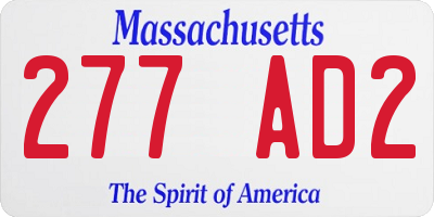 MA license plate 277AD2