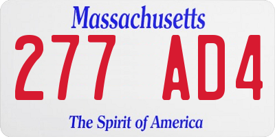 MA license plate 277AD4