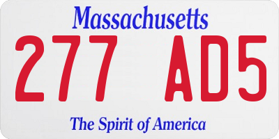 MA license plate 277AD5