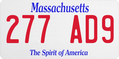MA license plate 277AD9
