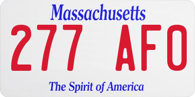 MA license plate 277AF0