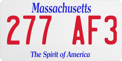 MA license plate 277AF3