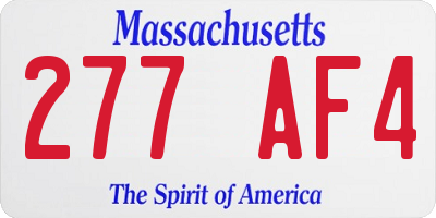 MA license plate 277AF4