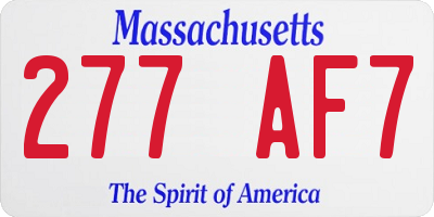 MA license plate 277AF7