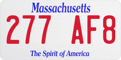 MA license plate 277AF8