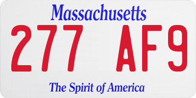 MA license plate 277AF9