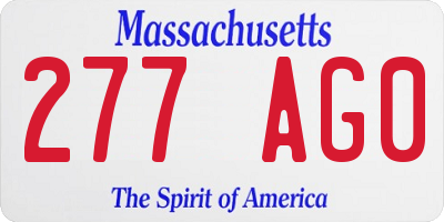 MA license plate 277AG0