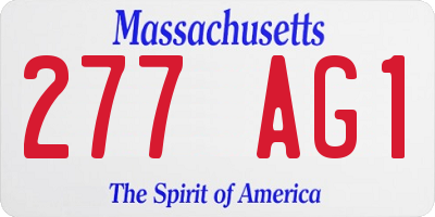 MA license plate 277AG1