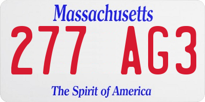 MA license plate 277AG3