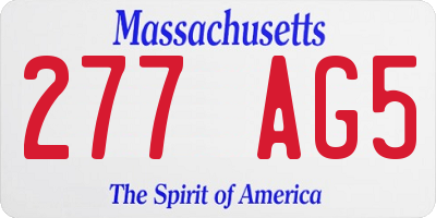 MA license plate 277AG5
