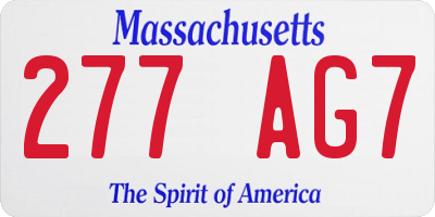 MA license plate 277AG7