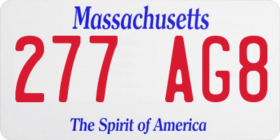 MA license plate 277AG8