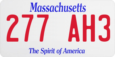 MA license plate 277AH3