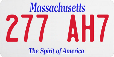 MA license plate 277AH7