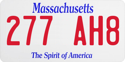 MA license plate 277AH8