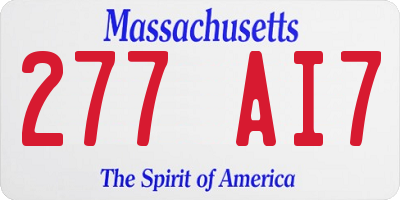 MA license plate 277AI7