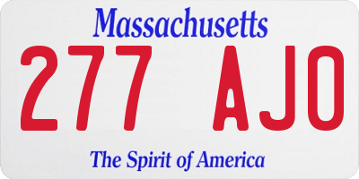MA license plate 277AJ0