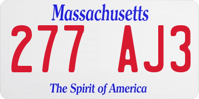 MA license plate 277AJ3