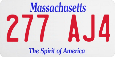 MA license plate 277AJ4