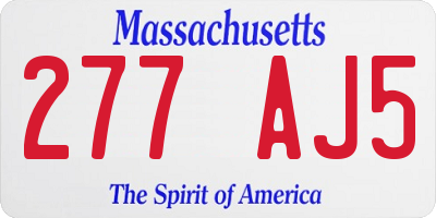 MA license plate 277AJ5
