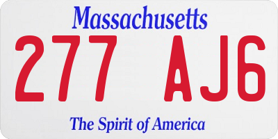 MA license plate 277AJ6