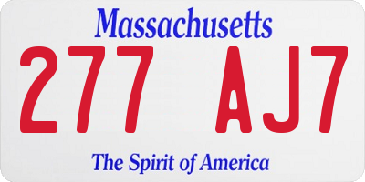 MA license plate 277AJ7