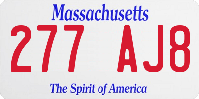 MA license plate 277AJ8