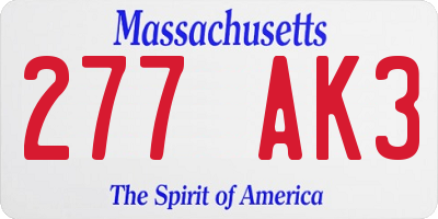 MA license plate 277AK3