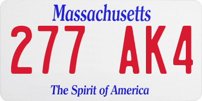 MA license plate 277AK4
