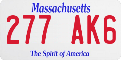 MA license plate 277AK6