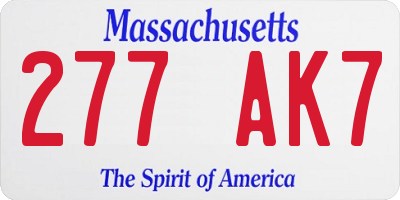 MA license plate 277AK7