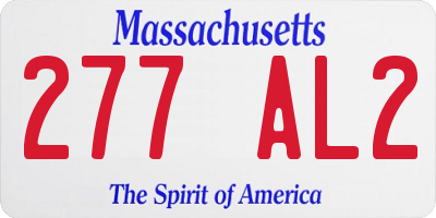 MA license plate 277AL2