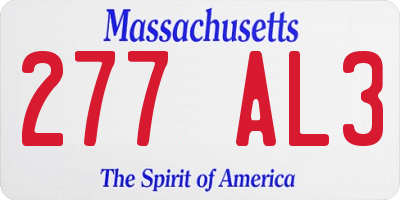 MA license plate 277AL3