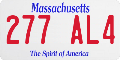 MA license plate 277AL4