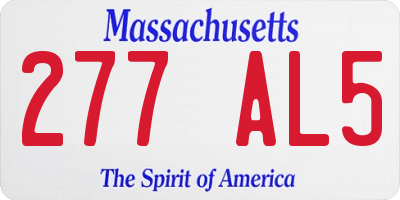MA license plate 277AL5
