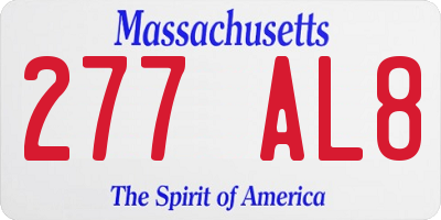 MA license plate 277AL8