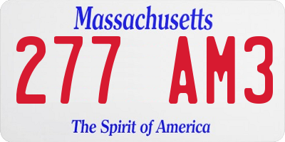 MA license plate 277AM3