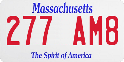 MA license plate 277AM8