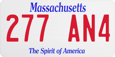 MA license plate 277AN4