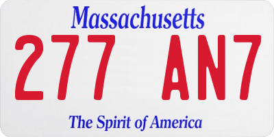 MA license plate 277AN7