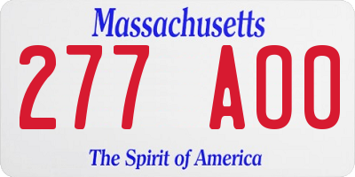 MA license plate 277AO0