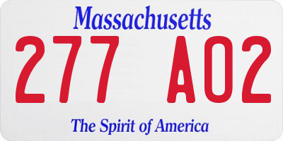 MA license plate 277AO2
