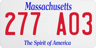 MA license plate 277AO3