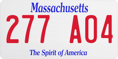 MA license plate 277AO4