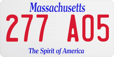 MA license plate 277AO5
