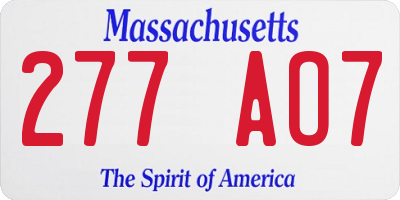 MA license plate 277AO7