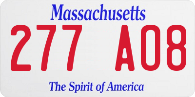 MA license plate 277AO8