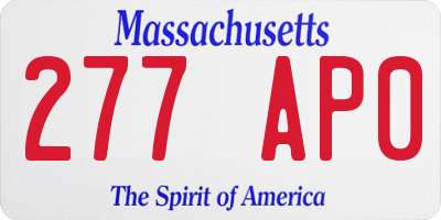 MA license plate 277AP0