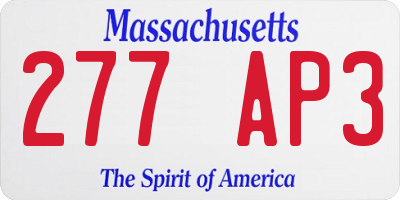 MA license plate 277AP3