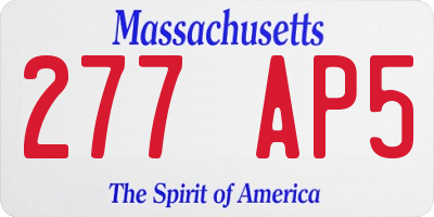 MA license plate 277AP5